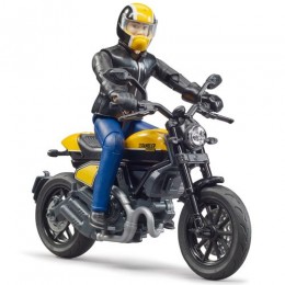 BRUDER Мотоцикл Scrambler Ducati (с фигуркой 11см и аксессуарами, желтый) (в блистере) (от 4 лет) 63-053, (Bruder Spieiwaren GmbH+Co)