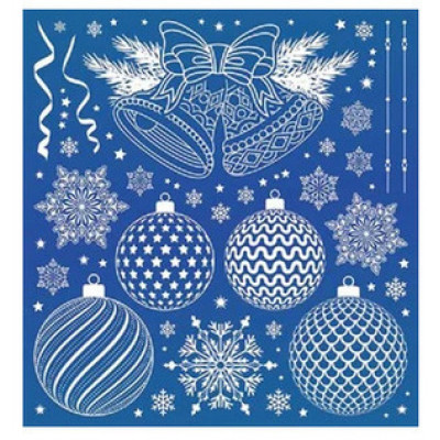 **НГ НаклейкиДляОкон_А4(ОП) Новогодние шарики [34.4*23.7см|двусторонн.|пластизоль,блестки] (89.040)