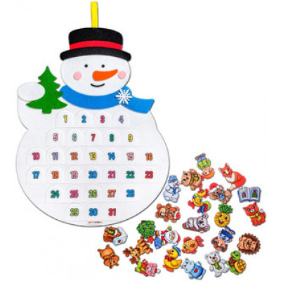 **НГ Игр(SmileDecor) Адвент-календарь Снеговик [снеговик50*38см|31дерев.фигурка] (дерево|фетр)