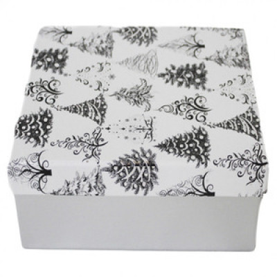 **НГ ПодарочнаяКоробка(Атмикс) Зимние елочки (серебро) [14,5х11х5,8] (GB74838-3)