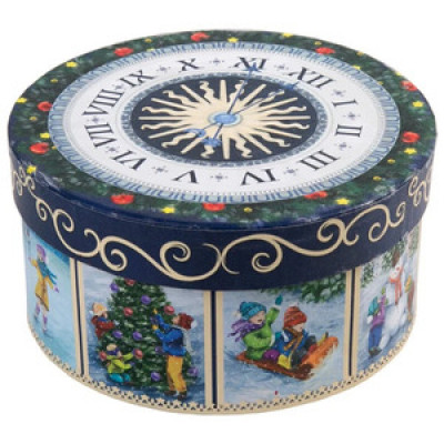 **НГ ПодарочнаяКоробка(ФениксПрезент) Новогодние часы [круглая|d 17х7 см] (78460)