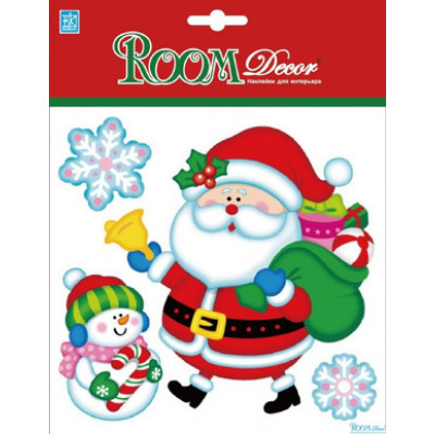 **НГ Наклейки(RoomDecor) Санта со снеговиком PLX5503 V [18*18см|3D|влагост]