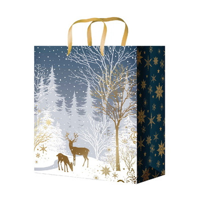 **НГ Пакет[M]бум.ламинир.(Миленд) Золотистые олени (230*180*100) (ППК-3844)