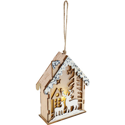 **НГ Сув.(Миленд) Подвеска(дерево)_С подсветкой Снежный домик [14*12.5*2.5см,на батарейках|в ассорт.] (НУ-3893)