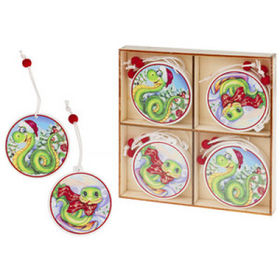 **НГ Сув.(Миленд) Подвеска(дерево)_Набор Новогодняя змея [12шт.|дерев.|6см] (НУ-8953)