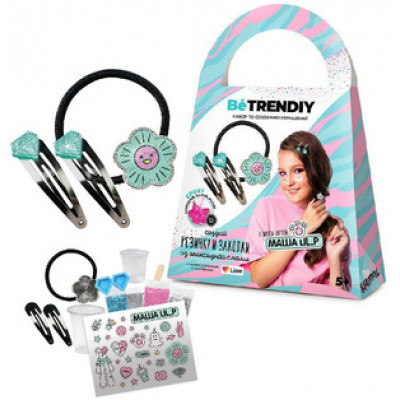 *Набор д/творч(BeTrenDIY) УкрашенияИзЭпоксиднойСмолы Резинка и заколки [эпоксид.смола|отвердитель|мерный стакан|стакан д/замешивания|шпатель дерев.|однораз.перчатки|заготовка д/заколок|декор и бусины|накл.] (В019Y)