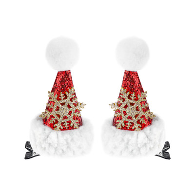 **НГ Сув.(Миленд) Набор заколок для волос Колпак Санты с пожеланиями [2шт.|6.5см] (НУ-2460)