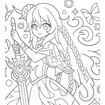 Аниме раскраска для маркеров. Герои в стиле Genshin Impact