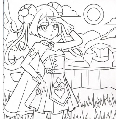 Аниме раскраска для маркеров. Герои в стиле Genshin Impact