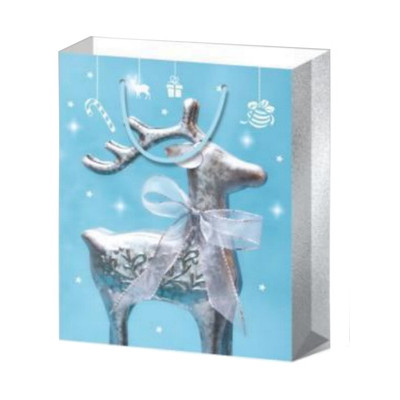 **НГ Пакет[M]бум.ламинир.(Миленд) Dream cards Серебристый олень (240*180*85) (ППК-3882)
