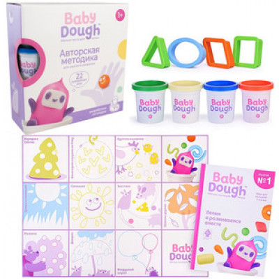 *Набор д/творч(DODOUGHkits) Развивающий набор Мягкое тесто д/лепки Baby Dough 1+ [тесто для лепки|журнал|игровое поле|формочки] (BD042)