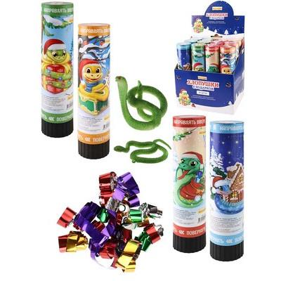 **НГ Хлопушка(Миленд) Пневмохлопушка_20см Новогодняя змея [предсказания|фольгиров.серпантин] (Х-4118)