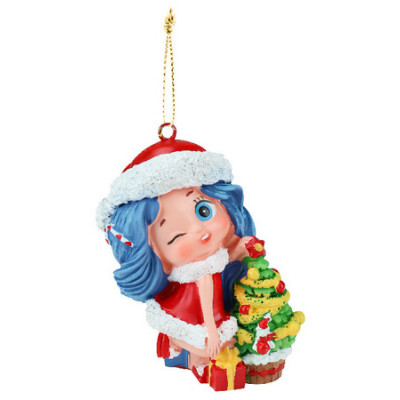 **НГ Сув.(Миленд) Подвеска(полирезина) Аниме девочка с елочкой [6*7см] (НУ-6946)