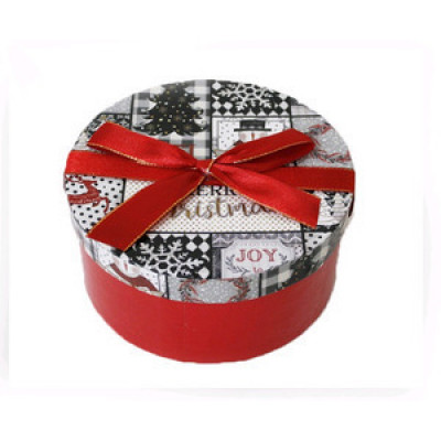 **НГ ПодарочнаяКоробка(Атмикс) Рождество [круглая|d 14,5х7 см] (GB74590-2)