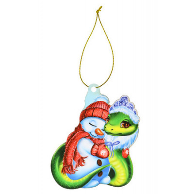 **НГ Сув.(Миленд) Подвеска(дерево) Змея со снеговиком [11*8.5см] (НУ-6727)