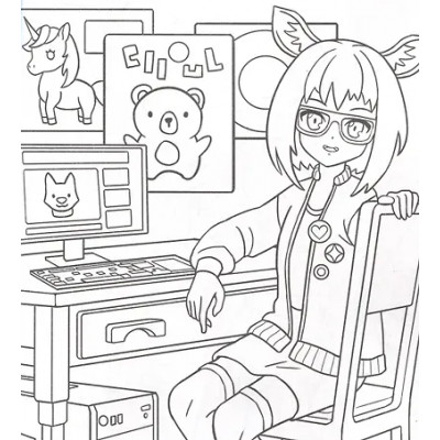 Аниме Раскраска для маркеров. Милые кемономими