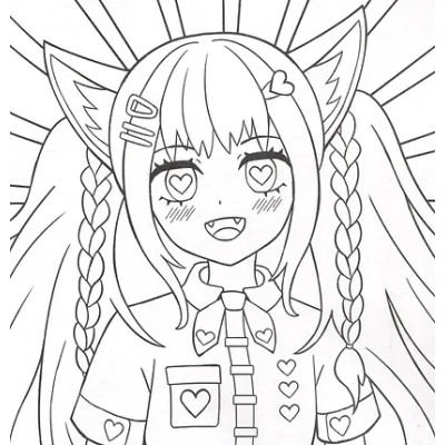 Аниме Раскраска для маркеров. Милые кемономими