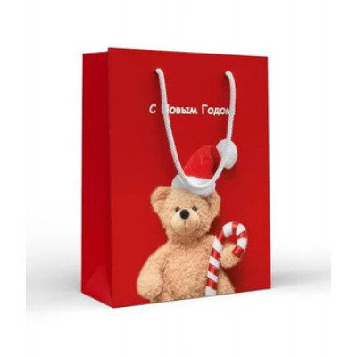 **НГ Пакет[MS]бум.ламинир.(ГКГ) Мишка на красном (180*135*60) (15.16.02078)