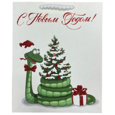 **НГ Пакет[XL]бум.ламинир.(Миленд) Dream cards Новогодняя змея (декор.ручки) (420*300*120) (ППК-3726)