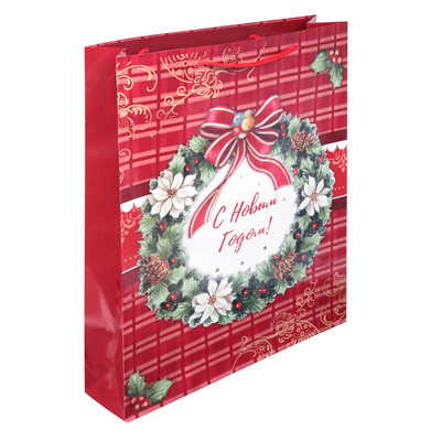 **НГ Пакет[XL]бум.ламинир.(Миленд) Рождественский венок (324*445*102) (ПКП-5689)