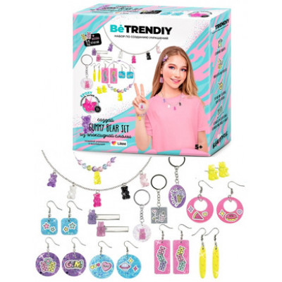 *Набор д/творч(BeTrenDIY) УкрашенияИзЭпоксиднойСмолы Gummy Bear Set (12украшений+накл) [эпоксид.смола|отвердитель|мерный стакан|стакан д/замешивания|шпатель дерев.|однораз.перчатки|пуссеты,заколки,швензы|блеск] (В017Y)