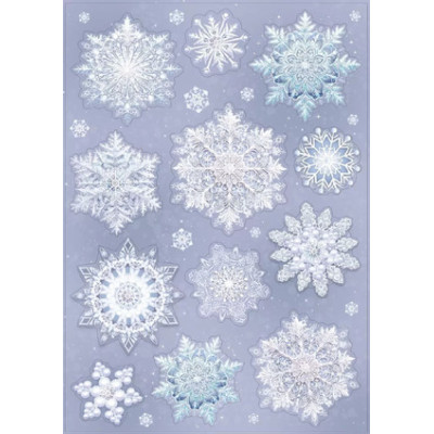 **НГ НаклейкиДляОкон_А4(МП) Снежинки [33.2*23.7см|двусторонн.|белила] (079.502)