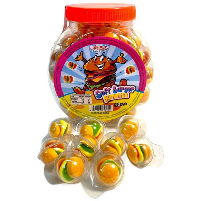Мармелад "Бургер " мягкий жевательный мармелад в банке / в капсулах ( 50уп)