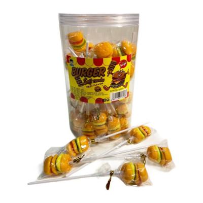 Мармелад "Бургер чупс" мягкий жевательный мармелад в банке (60уп)