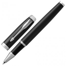 Ручка-роллер PARKER IM Core Black Lacquer CT, корпус черный глянцевый лак, хромированные детали, черная, 1931658