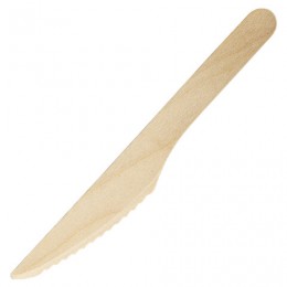 Нож одноразовый деревянный 160 мм, 100 шт., БЕЛЫЙ АИСТ, 607575, 59