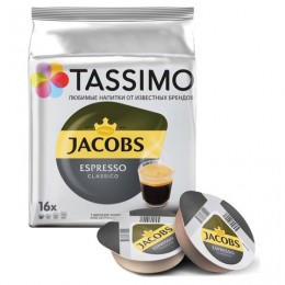 Капсулы для кофемашин TASSIMO JACOBS Espresso, натуральный кофе 16 шт. х 8 г