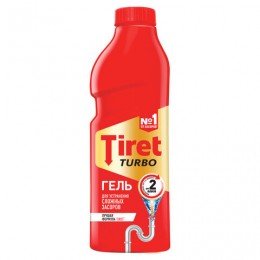 Средство для прочистки канализационных труб 1 л, TIRET (Тирет) Turbo, гель, 8147377
