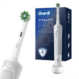 Зубная щетка электрическая ORAL-B (Орал-би) Vitality Pro, БЕЛАЯ, 1 насадка, ш/к 27209, 80367659