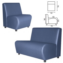 Кресло мягкое Клауд, V-600, 550х750х780 мм, без подлокотников, экокожа, голубое