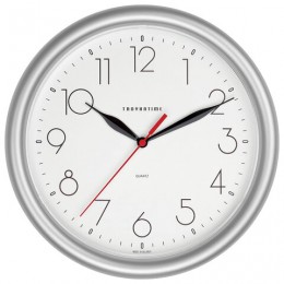 Часы настенные TROYKA 21270212, круг, белые, серебристая рамка, 24,5х24,5х3,1 см