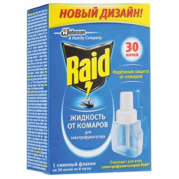 Средство от насекомых жидкость для фумигатора RAID (Рейд), 30 ночей, сменный блок, 643866