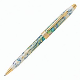 Ручка подарочная шариковая CROSS Botanica Зеленая лилия, лак, латунь, позолота, черная, AT0642-4