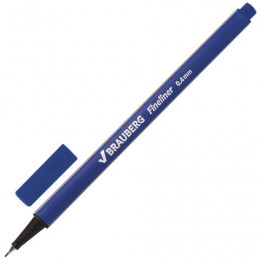 Ручка капиллярная BRAUBERG Aero, СИНЯЯ, трехгранная, металлический наконечник, линия письма 0,4 мм, 142253