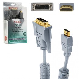 Кабель HDMI-DVI-D, 5 м, BELSIS, 2 фильтра, для передачи цифрового видео, пакет, BW1513