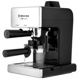 Кофеварка рожковая BRAYER BR1103, 950Вт, объем 1,2л, 4 бар, ручной капучинатор, сереб