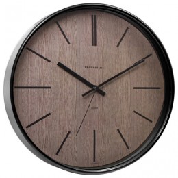 Часы настенные TROYKA 77770743, круг, коричневые, черная рамка, 30,5х30,5х5см