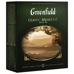 Чай GREENFIELD (Гринфилд) Classic Breakfast, черный, 100 пакетиков в конвертах по 2 г, 0582