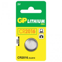 Батарейка GP Lithium, CR2016, литиевая, 1 шт., в блистере
