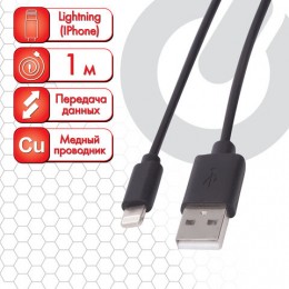 Кабель USB2.0-Lightning, 1м, SONNEN Economy, медь, для передачи данных и зарядки  Iphon/Ipad, 513116
