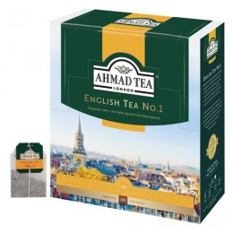 Чай AHMAD (Ахмад) English Tea №1, черный, 100 пакетиков с ярлычками по 2 г, 598-012
