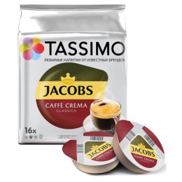 Капсулы для кофемашин TASSIMO JACOBS Caffe Crema, натуральный кофе, 16 шт. х 7 г