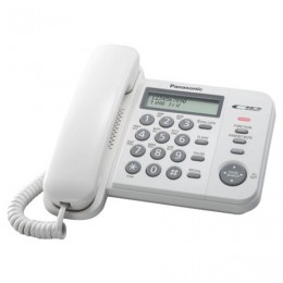 Телефон PANASONIC KX-TS2356RUW, белый, память 50 номеров, АОН, ЖК дисплей с часами, тональный/импульсный режим
