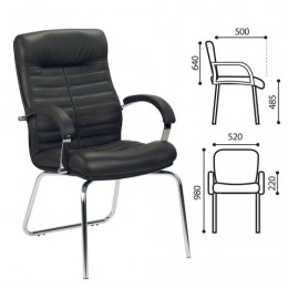 Кресло для приемных и переговорных Orion CFA/LB steel chrome, кожа, черное