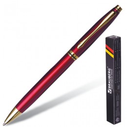 Ручка бизнес-класса шариковая BRAUBERG De Luxe Red, корпус бордовый, узел 1 мм, линия письма 0,7 мм, синяя, 141413