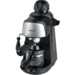 Кофеварка рожковая SCARLETT SC-037, объем 0,2 л, мощность 800 Вт, давление 4 бара, пластик, насадка для взбивания, черная